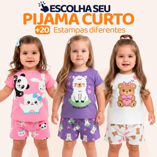Pijama Infantil Bebê Menina Manga Curta com Estampas Fofas e Conforto Roupa para dormir Bebê Feminino Verão Calor L06 em Oferta na Shopee