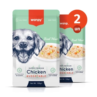 Kit 2 Truly Wanpy Petisco Sachê para Cães Sabor Frango e Vegetais 100g em Oferta na Shopee