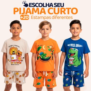 Pijama Curto Menino Infantil Confortável Estampado Roupa de Dormir Pijama Verão Infantil para Menino do 1 ao 10 l06 em Oferta na Shopee