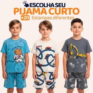 Pijama Curto Menino Infantil Confortável Estampado Roupa de Dormir Pijama Verão Infantil para Menino do 1 ao 10 l06 em Oferta na Shopee