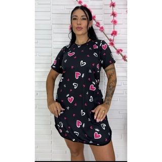 Pijama Camisola Feminina Malha Suede Vestido Paula Feminino Confortável Manga Curta Comportada em Oferta na Shopee