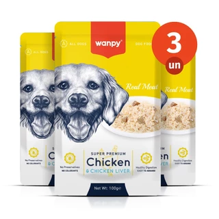 Kit 3 Truly Wanpy Petisco Sachê para Cães Sabor Frango e Fígado de Frango 100g em Oferta na Shopee