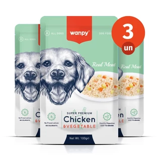Kit 3 Truly Wanpy Petisco Sachê para Cães Sabor Frango e Vegetais 100g em Oferta na Shopee