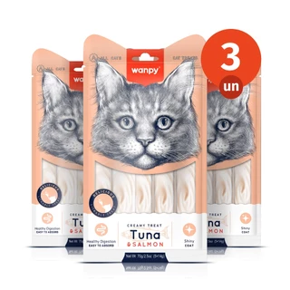 Kit 3 Truly Wanpy Petisco Creamy para Gatos Sabor Atum e Salmão 70g em Oferta na Shopee