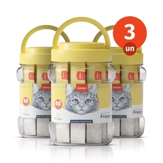 Kit 3 Truly Wanpy Petisco Creamy para Gatos Sabor Frango Pote 40 Tubos 560g em Oferta na Shopee