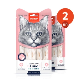 Kit 2 Truly Wanpy Petisco Creamy para Gatos Sabor Atum e Camarão 70g em Oferta na Shopee