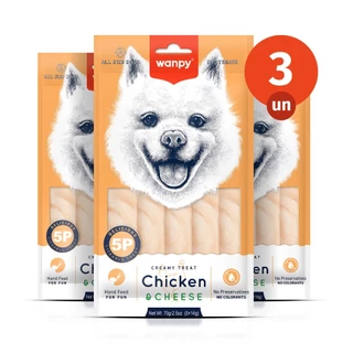 Kit 3 Truly Wanpy Petisco Creamy para Cães Sabor Frango e Queijo 70g em Oferta na Shopee