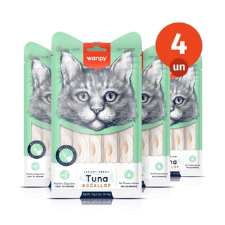 Kit 4 Truly Wanpy Petisco Creamy para Gatos Sabor Atum e Vieira 70g em Oferta na Shopee