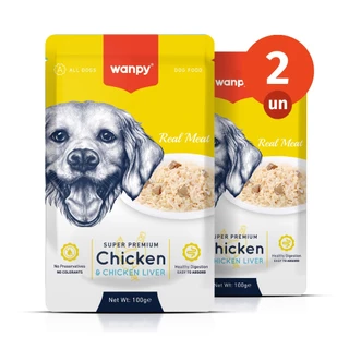 Kit 2 Truly Wanpy Petisco Sachê para Cães Sabor Frango e Fígado de Frango 100g em Oferta na Shopee