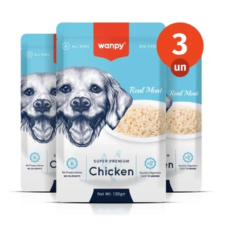 Kit 3 Truly Wanpy Petisco Sachê para Cães Sabor Frango 100g em Oferta na Shopee