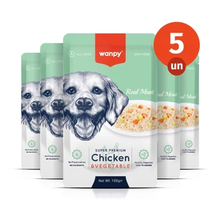 Kit 5 Truly Wanpy Petisco Sachê para Cães Sabor Frango e Vegetais 100g em Oferta na Shopee