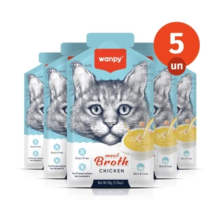 Kit 5 Truly Wanpy Petisco Sopa para Gatos Sabor Frango 50g em Oferta na Shopee