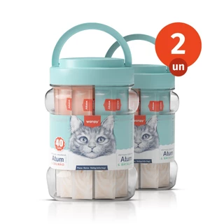 Kit 2 Truly Wanpy Petisco Creamy Sortidos para Gatos Sabor Atum e Salmão + Atum e Bacalhau Pote 40 Tubos 560g em Oferta na Shopee