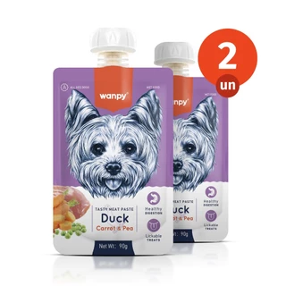 Kit 2 Truly Wanpy Petisco Creamy Sachê para Cães Sabor Pato, Cenoura e Ervilha 90g em Oferta na Shopee