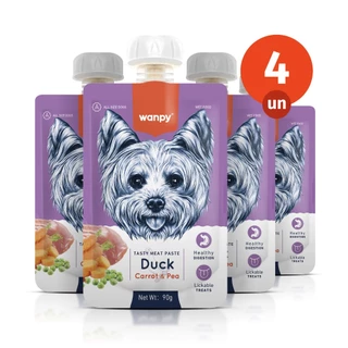 Kit 4 Truly Wanpy Petisco Creamy Sachê para Cães Sabor Pato, Cenoura e Ervilha 90g em Oferta na Shopee