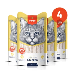 Kit 4 Truly Wanpy Petisco Creamy para Gatos Sabor Frango Pote 50 Tubos 700g em Oferta na Shopee