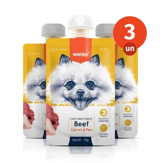 Kit 3 Truly Wanpy Petisco Creamy Sachê para Cães Sabor Carne e Cenoura 90g em Oferta na Shopee