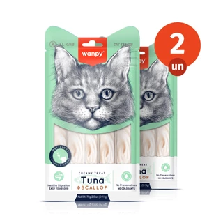 Kit 2 Truly Wanpy Petisco Creamy para Gatos Sabor Atum e Vieira 70g em Oferta na Shopee