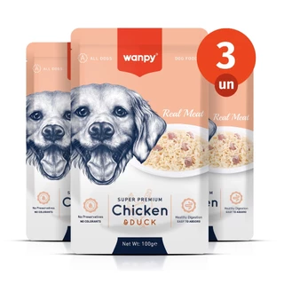 Kit 3 Truly Wanpy Petisco Sachê para Cães Sabor Frango e Pato 100g em Oferta na Shopee