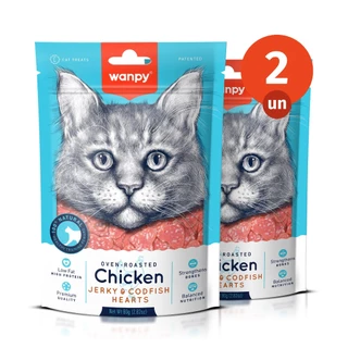 Kit 2 Truly Wanpy Petisco para Gatos Mini Corações de Frango e Peixe 80g em Oferta na Shopee