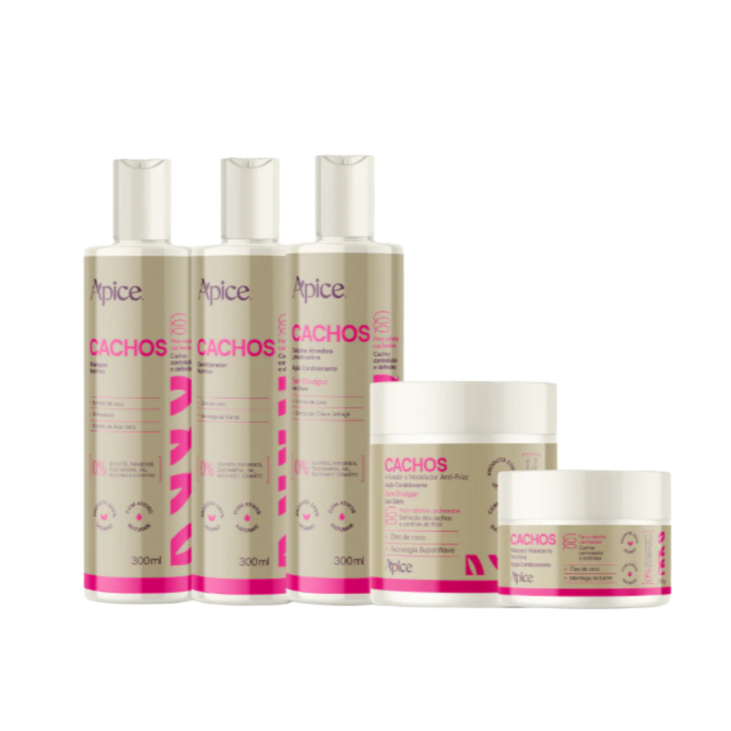 Kit 5 Cachos shampoo gelatina cond máscara ativador Apice em Oferta na Shopee