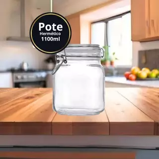 KIT POTE DE VIDRO HERMÉTICO PREMIUM 1100ML COM TRAVA DE AÇO VEDADA ORGANIZADORDE ALIMENTOS COZINHA