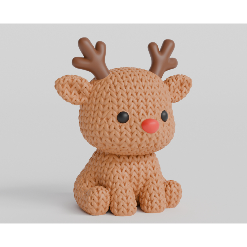 Rena Miniatura 3D Estilo Crochê - Enfeite Decorativo ou Chaveiro