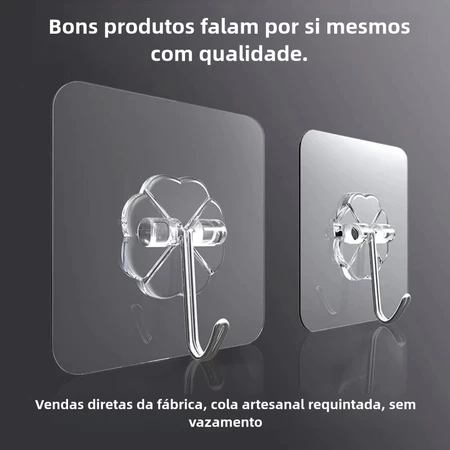 2 4 6 8 10 15 Gancho Adesivo Parede Multifuncional Transparente Autocolante Metálico Premium