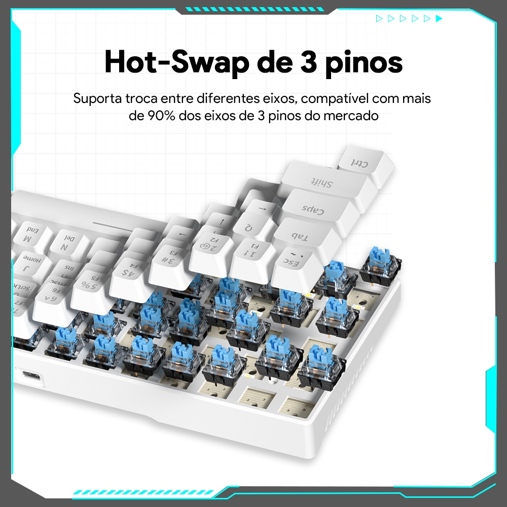 ZIFRIEND KA646 Teclado Mecânico 60% Switch Blue Red USB com fio