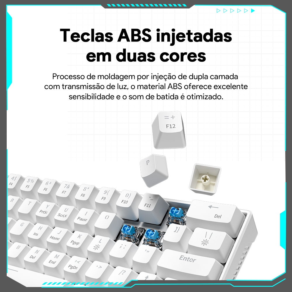 ZIFRIEND KA646 Teclado Mecânico 60% Switch Blue Red USB com fio