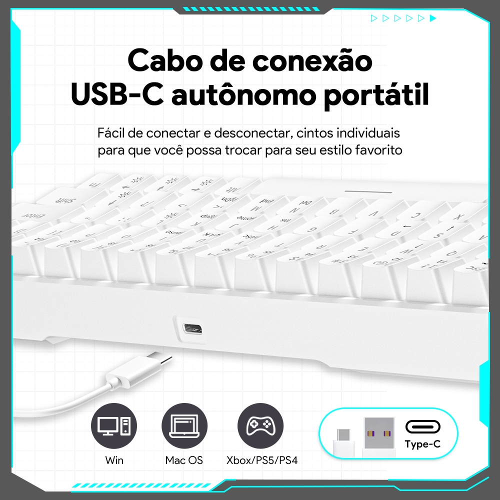 ZIFRIEND KA646 Teclado Mecânico 60% Switch Blue Red USB com fio