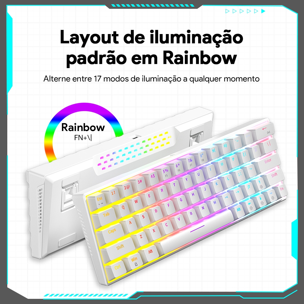 ZIFRIEND KA646 Teclado Mecânico 60% Switch Blue Red USB com fio