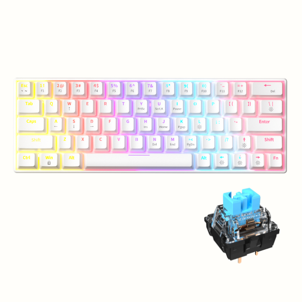 ZIFRIEND KA646 Teclado Mecânico 60% Switch Blue Red USB com fio