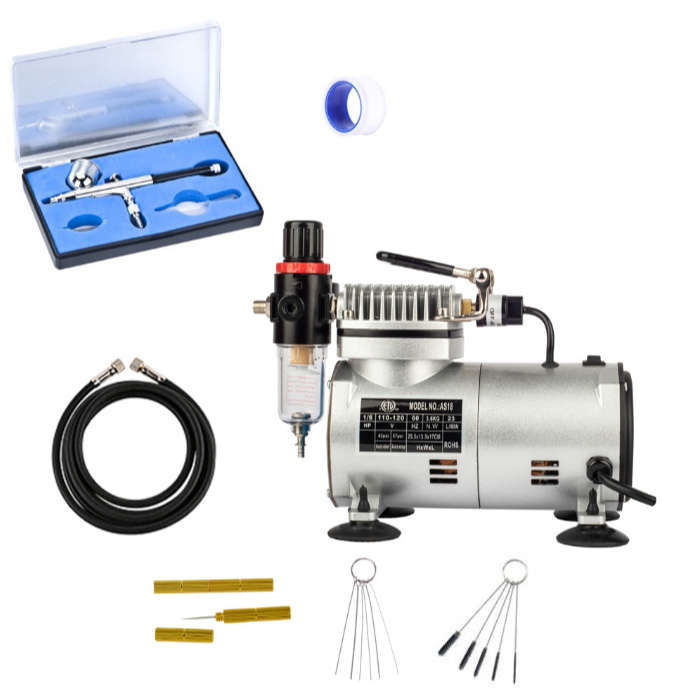 Compressor Para Aerógrafos Bomba de Bivolt Pintura Com Kit de Limpeza