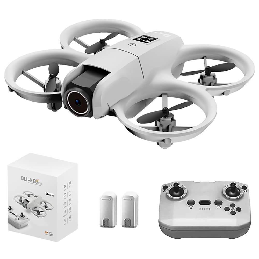 DLI Mini Drone Neo 4K Dual Camera com Wifi 2 Baterias Cinza