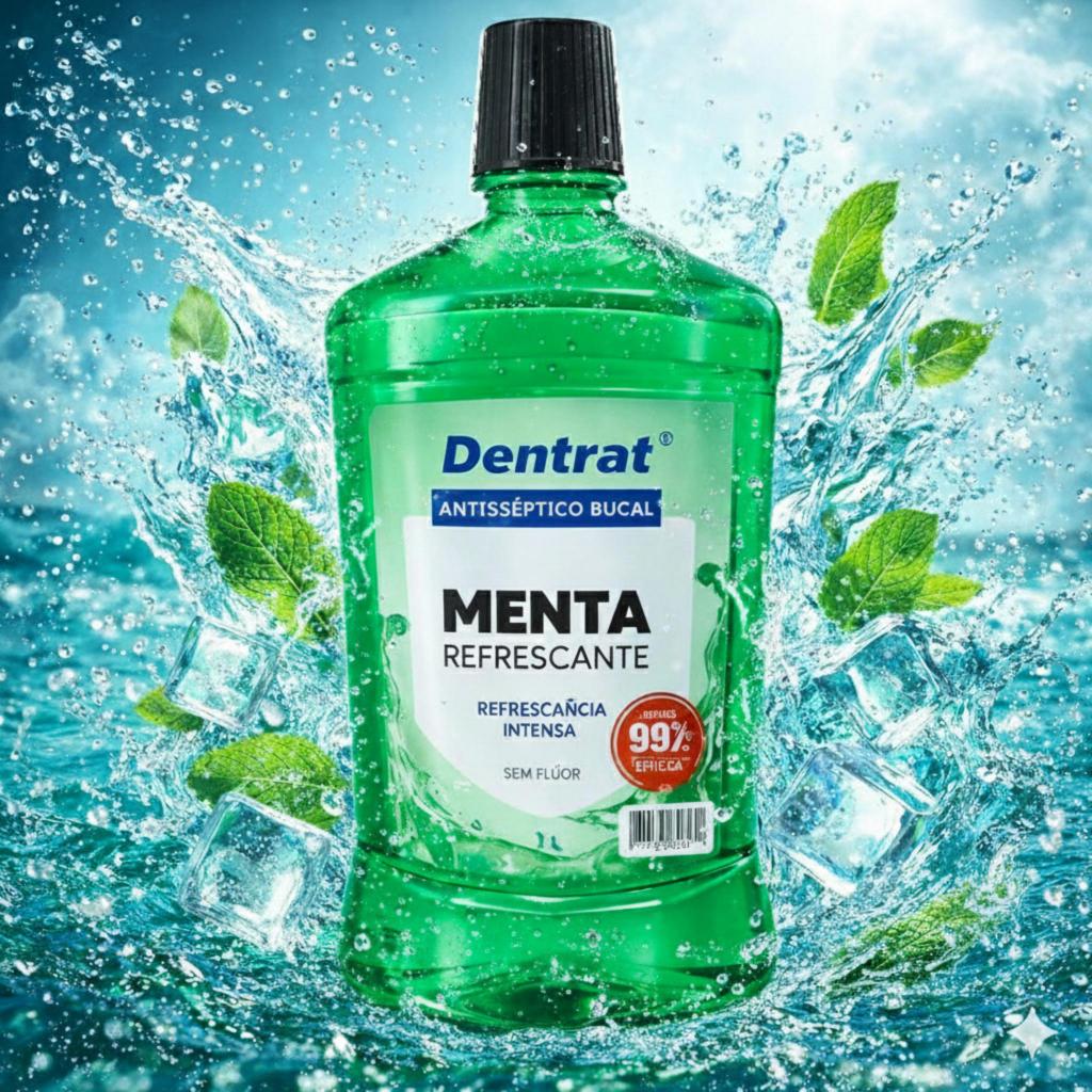 Antisséptico Bucal Dentrat 1L Menta Refrescante Mata 99% dos Germes ...
