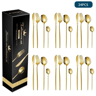 24 Kit Jogo De Talheres Inoxidável 416 Suprimentos De Cozinha Talheres de Dourados Talheres em Oferta na Shopee