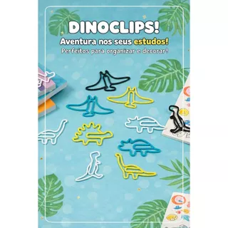 Clips de Papel Dinossauro– Kit 20 unidades Decorativo Criativo para Estudos, Escola e Papelaria
