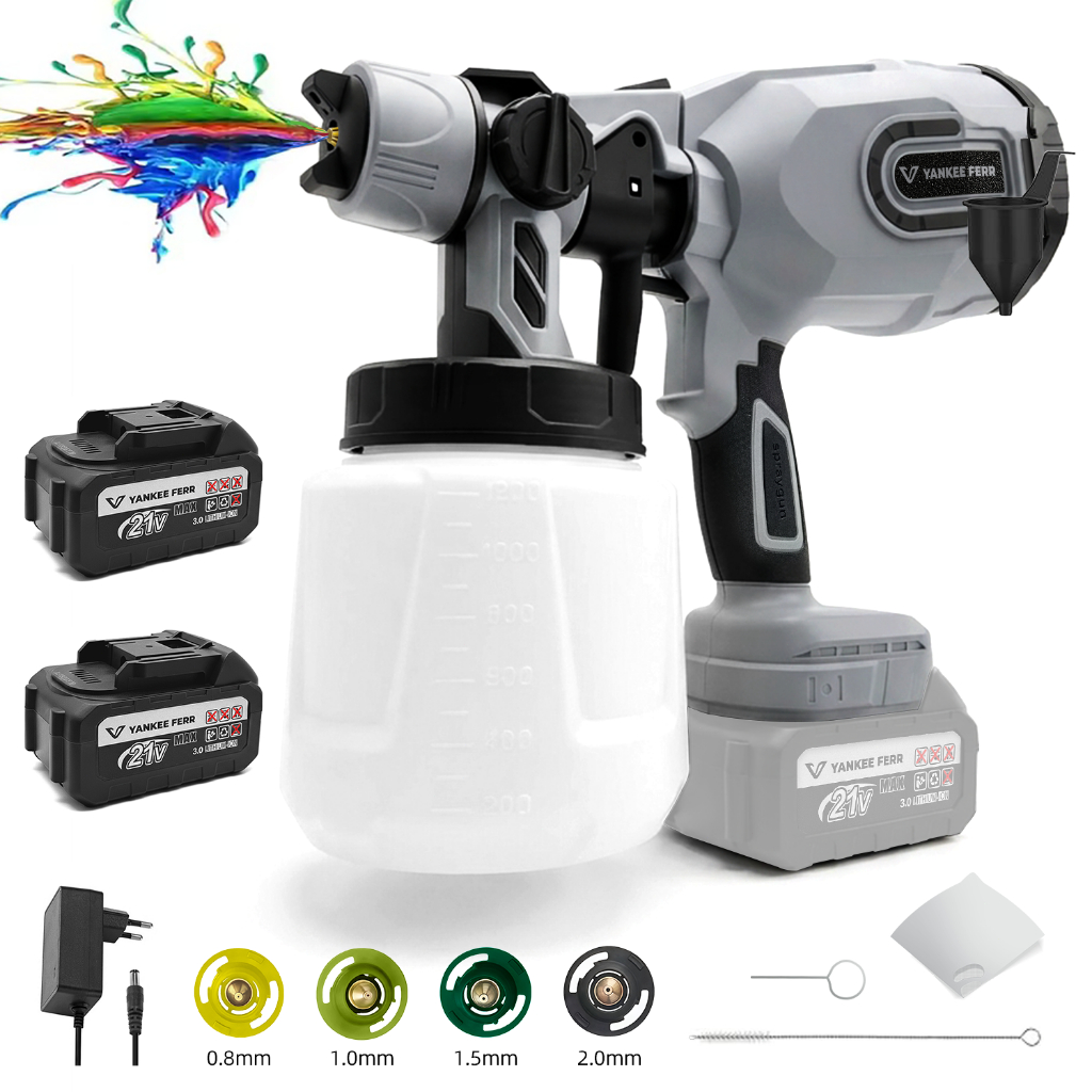 Pistola de Pintura Elétrica Portátil Sem Fio 21V, 1200ML pulverizador ...