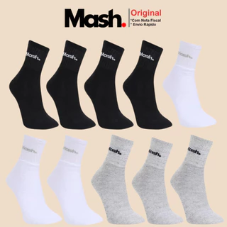 Kit Com 10 Pares De Meias Mash Casuais e Esportivas Em Algodão Cano Médio e Com Calcanhar Verdadeiro em Oferta na Shopee