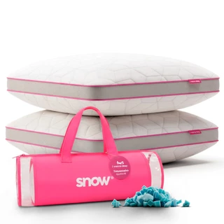 Kit 02 Travesseiros Snow® - I wanna sleep - Flocos de Espuma Removíveis e Ajuste de Altura em Oferta na Shopee