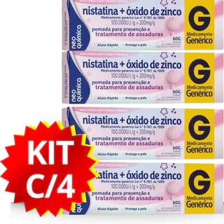 POMADA ASSADURA KIT 4 UN NISTATINA+ÓXIDO DE ZINCO 60G em Oferta na Shopee