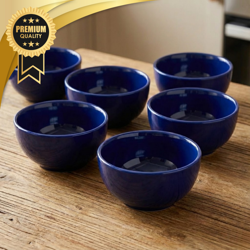 Kit 6 Tigelas Azul Cobalto de Porcelana