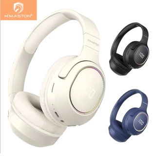 Fone de ouvido Sem Fio Bluetooth 5.3 montado na cabeça com Visor Digital H'maston SN39 Original