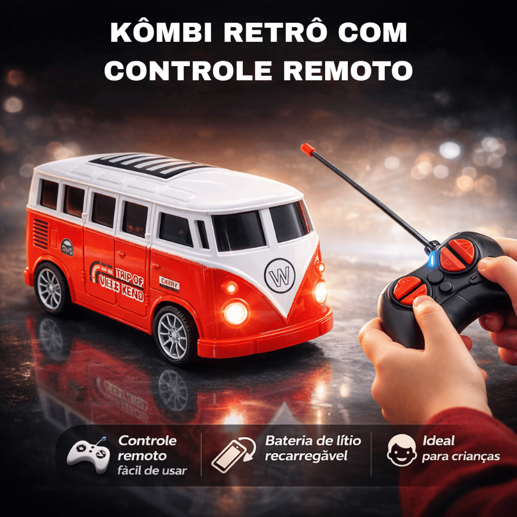 Carrinho Kombi Controle Remoto Modelo Retrô Brinquedo Para Criança ...