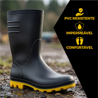 Bota Borracha Cano Médio Sem Forro Leve Construção e Jardinagem