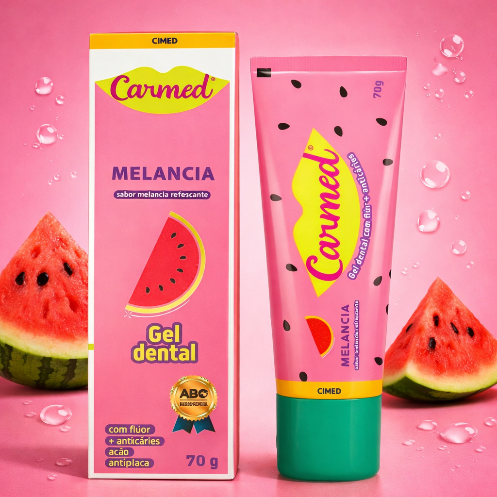 Gel Dental Creme Pasta de Dente Anticarie Carmed Sabor Melancia 70g ...