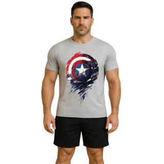 Pijama Masculino Personalizado De Verão Leve  Confortavel Estampado Capitão America P ao G3 em Oferta na Shopee