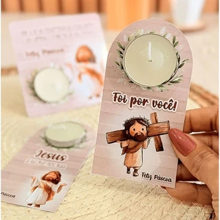 Kit card com velinha lembrancinha Páscoa cristã em Oferta na Shopee