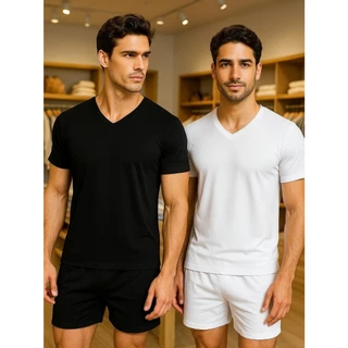 Pijama Masculino Verão Camisa Manga Curta com Short Curto Liso Atacado Pijama Manga Curta Masculino em Oferta na Shopee